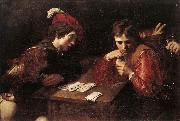 VALENTIN DE BOULOGNE Card-sharpers at oil